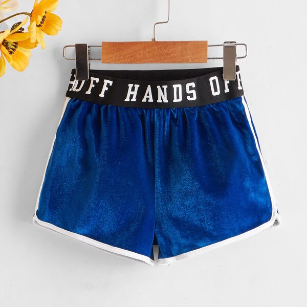 

Toddler Boys Letter Graphic Velvet Shorts, Royal blue