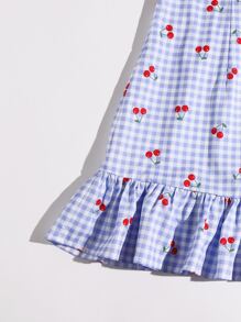 SHEIN Vestido de tirantes con estampado de cereza de guingán - Multicolor - Ver 3