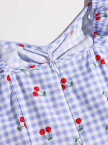 SHEIN Vestido de tirantes con estampado de cereza de guingán - Multicolor - Ver 6