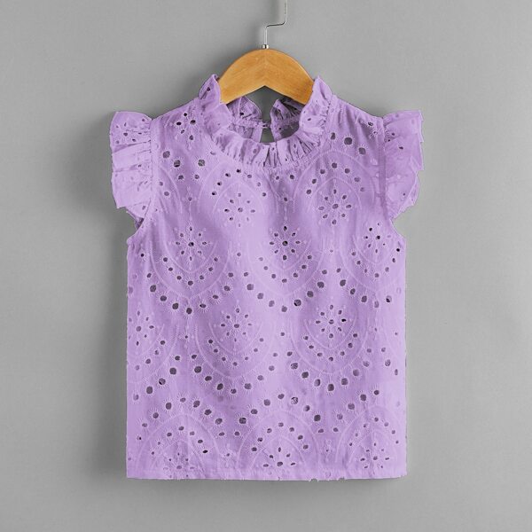 

Toddler Girls Schiffy Frill Neck Blouse, Lilac purple