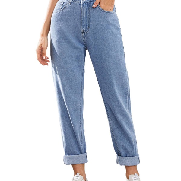 

High Waist Straight Leg Jeans, Light wash
