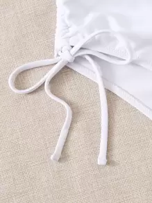 SHEIN Swim 側繫帶高腰比基尼泳褲 - 白色 - 查看 3