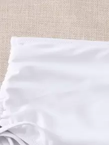 SHEIN Swim 側繫帶高腰比基尼泳褲 - 白色 - 查看 4