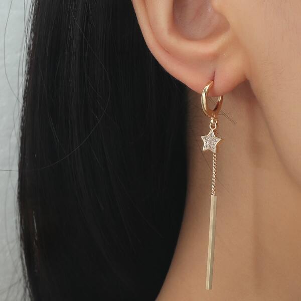 

Star & Geometric Charm Drop Earrings, Gold