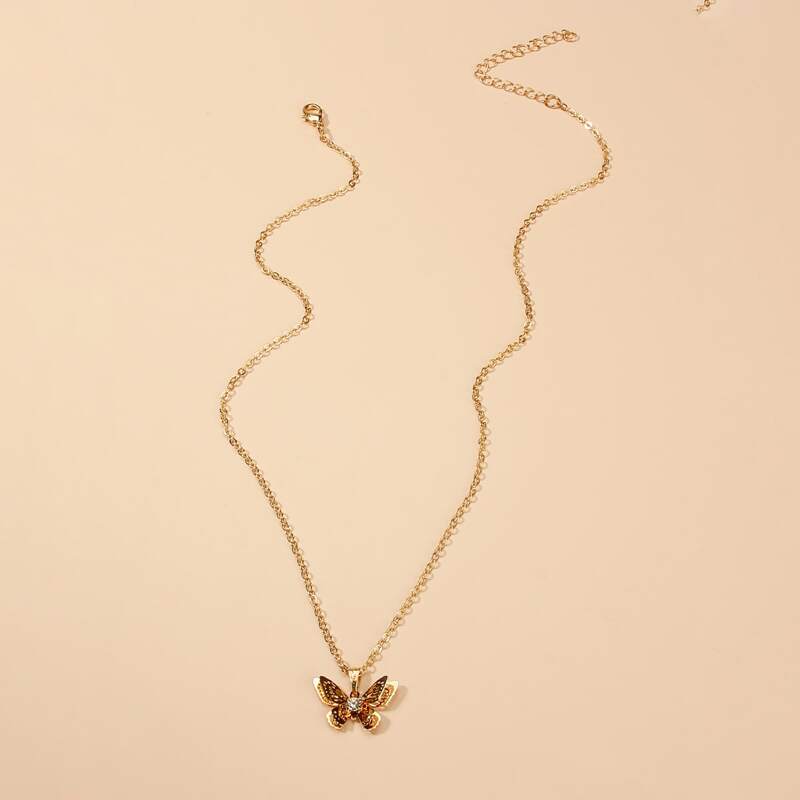 

Butterfly Pendant Necklace, Gold