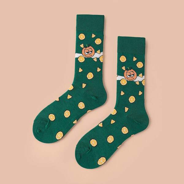 

Fruit Print Crew Socks, Multicolor