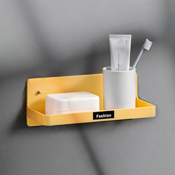 

1pc Wall Mounted Multifunction Storage Rack, Yellow
