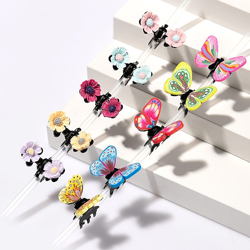 

10pcs Flower & Butterfly Decor Hair Claw, Multicolor