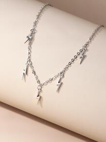 Lightning Charm Necklace - Silver - View 1