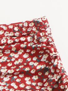 Soleia Ruched Drawstring Side Ditsy Floral Skirt