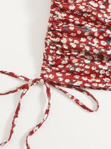 Soleia Ruched Drawstring Side Ditsy Floral Skirt