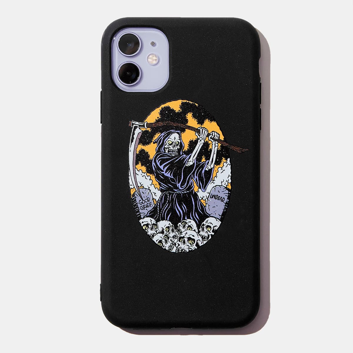 

Skeleton Print Phone Case, Black