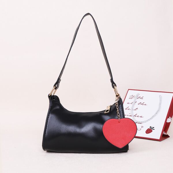 

Girls Heart Decor Minimalist Shoulder Bag, Black