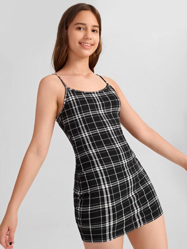 SHEIN Teen Girls Plaid Form Fitted Dress SHEIN EUR