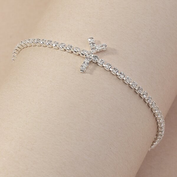 

Rhinestone Decor Bracelet, Silver