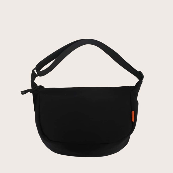

Men Minimalist Zip-Up Crossbody Bag, Black