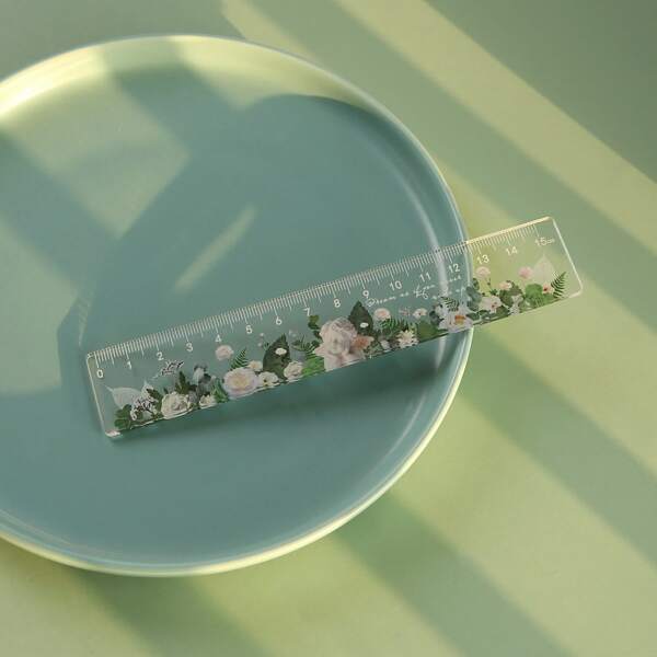 

1pc Floral Pattern Ruler, Multicolor
