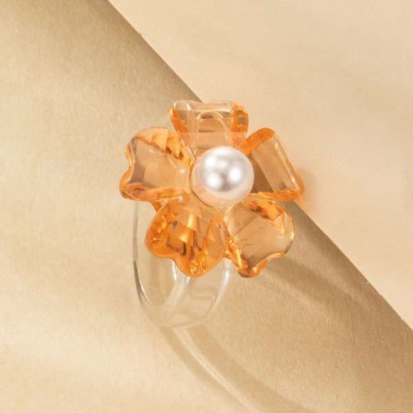 

Faux Pearl Detail Resin Ring, Orange