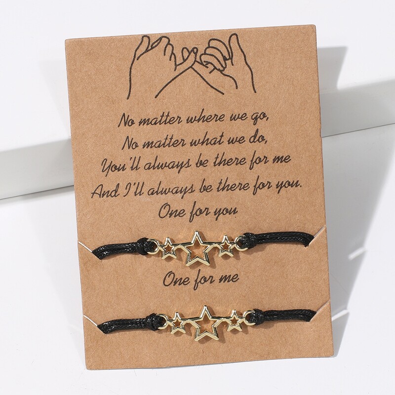 

2pcs Star Rope Bracelet, Black