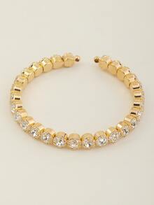 1 pieza Pulsera abierta con strass para niñas y adolescentes, adecuada para decoración diaria - Amarillo Oro - Ver 3