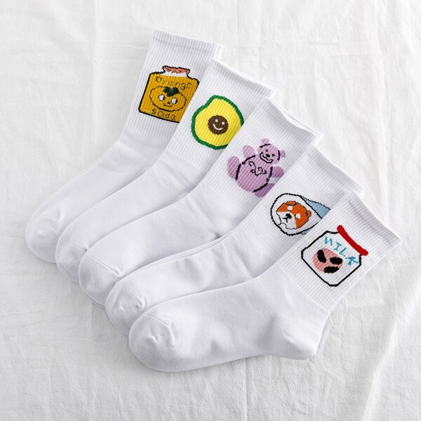 

5pairs Cartoon Graphic Socks, Multicolor