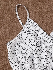 Breezaya 滿版圖案褶邊吊帶上衣 - 白色 - 查看 5