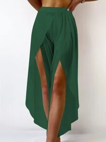 Pantalones de playa con malla transparente - Verde - Ver 1
