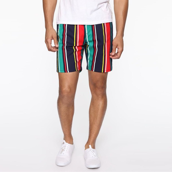 

Men Striped Pocket Shorts, Multicolor