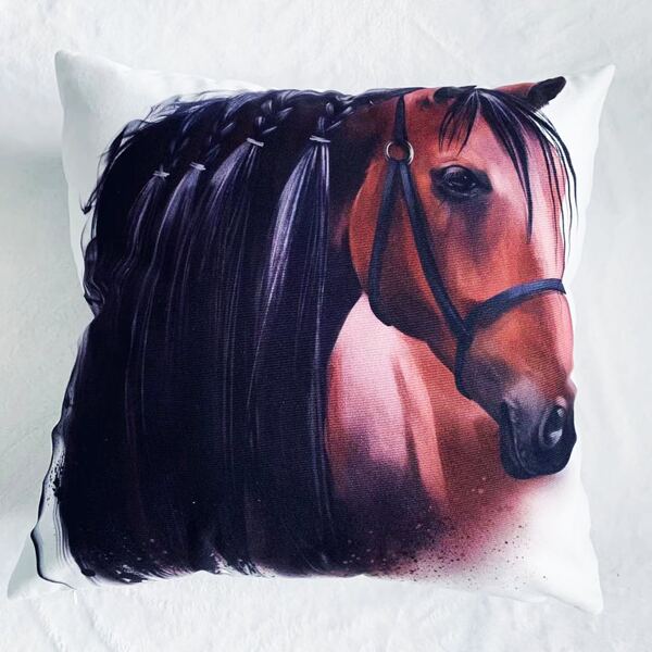 

Horse Print Cushion Cover Without Filler, Multicolor