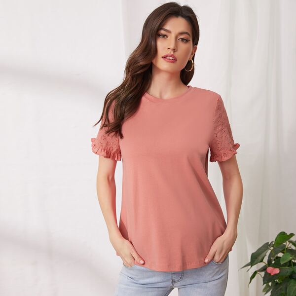 

Maternity Schiffy Flounce Sleeve Top, Coral pink