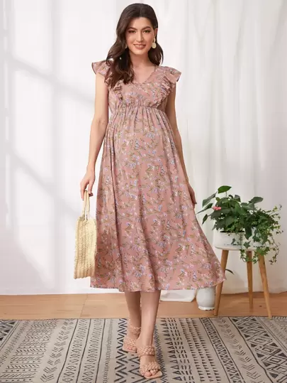 SHEIN Stillkleid mit Blumen Muster, Rüschenbesatz und seitlichem  Reißverschluss | aktuelle Trends, günstig kaufen | SHEIN Deutschland
