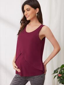 SHEIN Maternity Lift Up Nursing Tank Top - Maroon - View 5