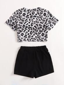 SHEIN Conjuntos para niñas Leopardo Deportivo - Multicolor - Ver 2