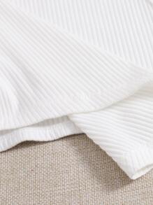 SHEIN EZwear Asymmetrical Hem Rib-knit Crop Tank Top - White - View 3