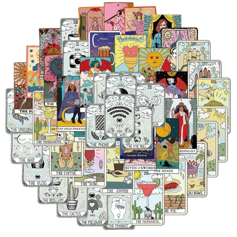 

50pcs Tarot Card Sticker, Multicolor