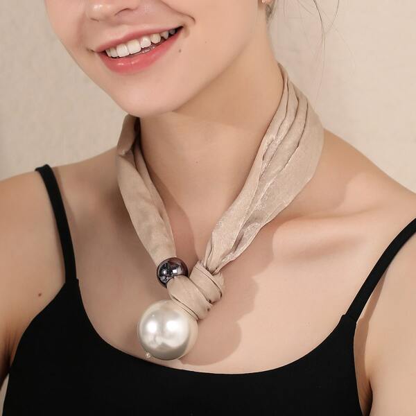

Faux Pearl Decor Necklace, Beige