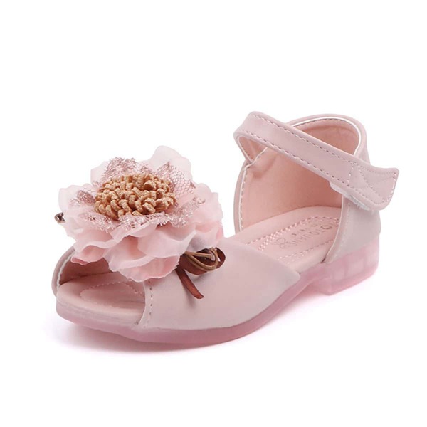 

Toddler Girls Floral Decor Velcro Strap Sandals, Baby pink