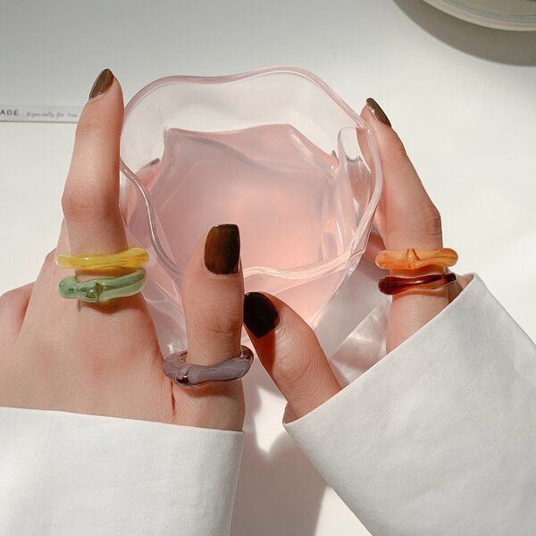 

5pcs Plastic Ring, Multicolor