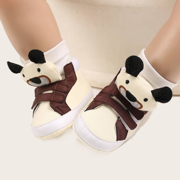 

Baby Boy Cartoon Design Velcro Strap Sneakers, Apricot