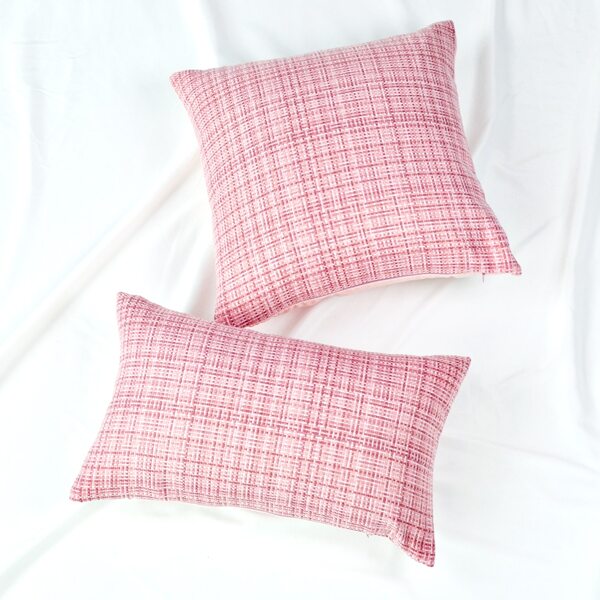 

1pc Woven Fabric Texture Cushion Cover Without Filler, Pink