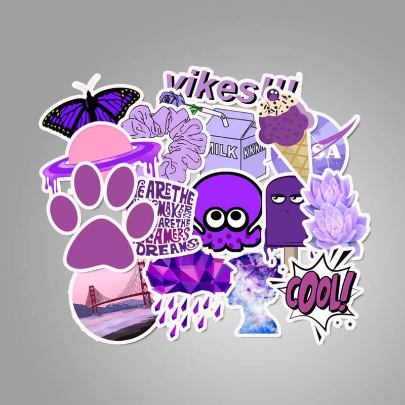 

50pcs Cartoon Sticker, Purple
