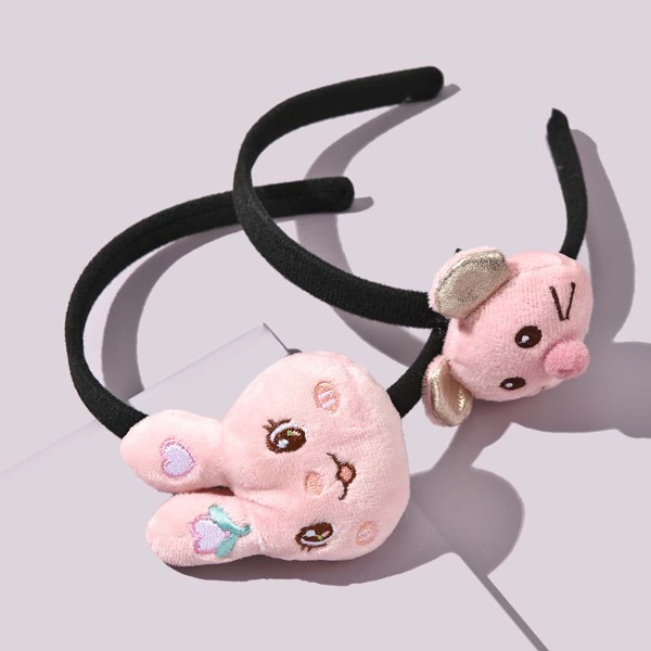 

2pcs Girls Rabbit Decor Hair Hoop, Pink