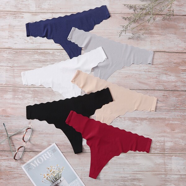 

6pack Scallop Trim Panty, Multicolor