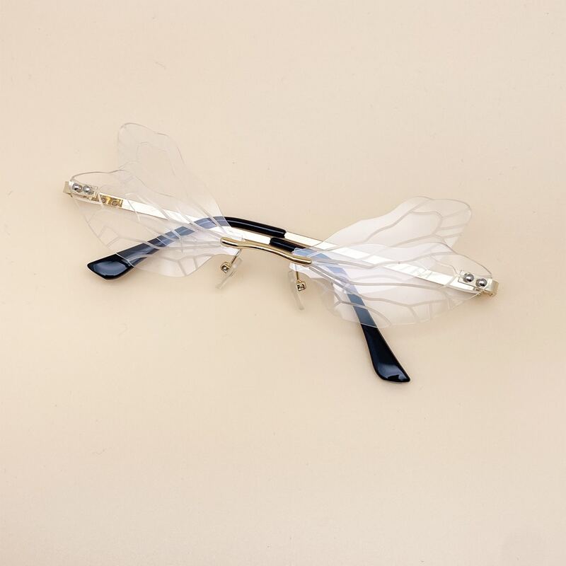 

Butterfly Shaped Lens Rimless Sunglasses, Clear