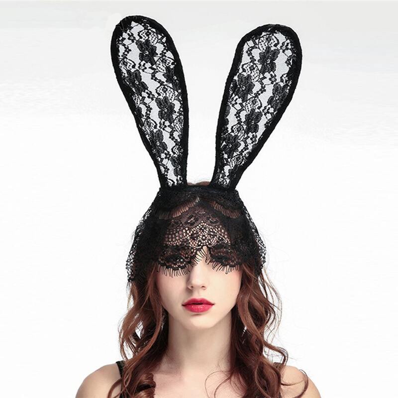 

1pc Rabbit Ear Design Mesh Hair Hoop, Black