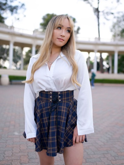 Solid Button Front Satin Shirt