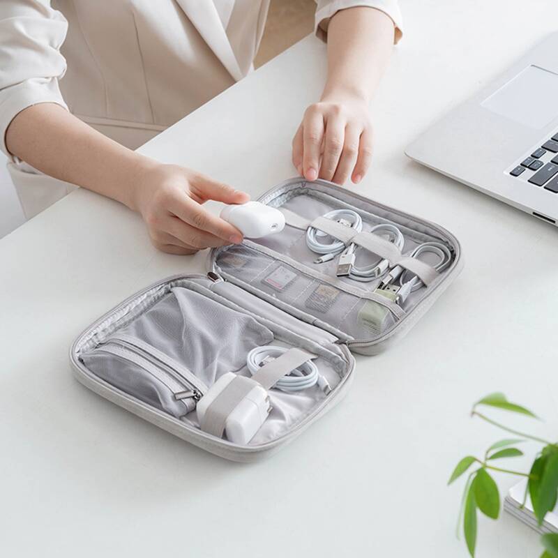 

1pc Phone Cable Storage Bag, Grey