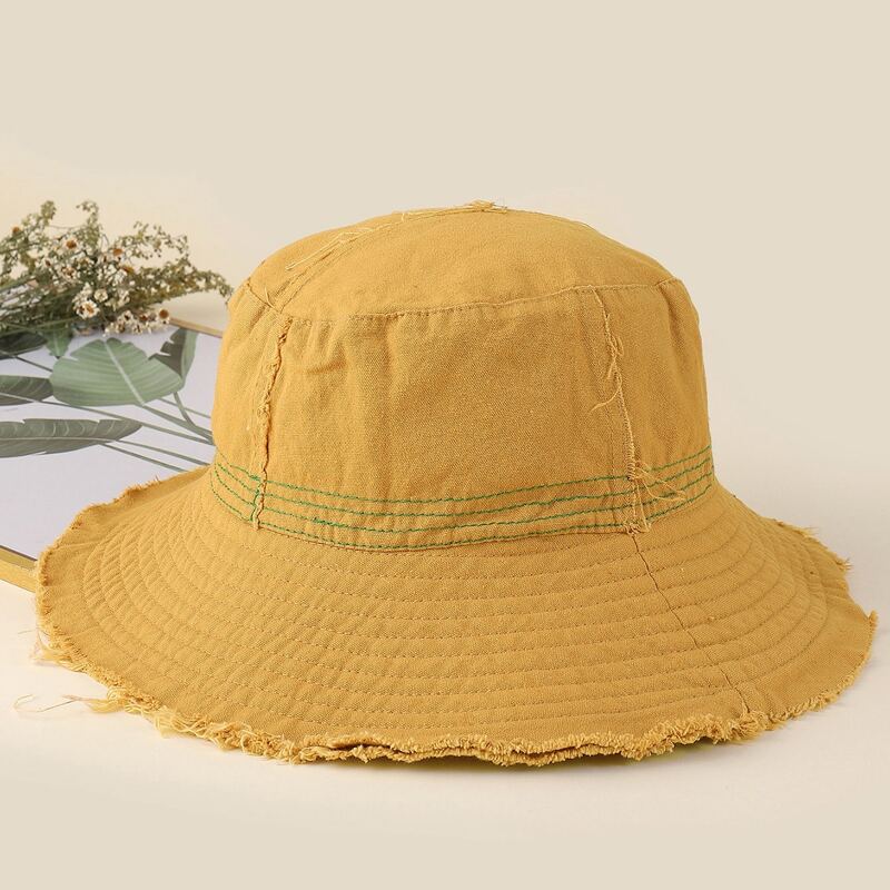 

Raw Hem Bucket Hat, Yellow