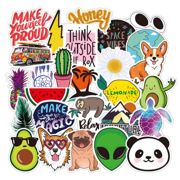 

40pcs Cartoon Graphic Sticker, Multicolor