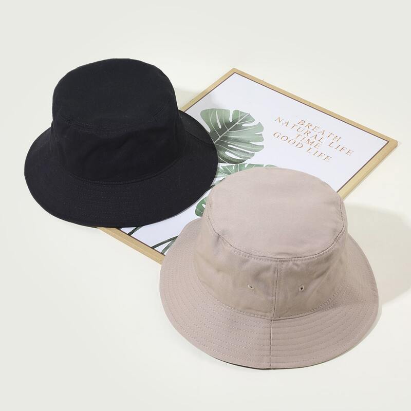 

2pcs Solid Bucket Hat, Multicolor